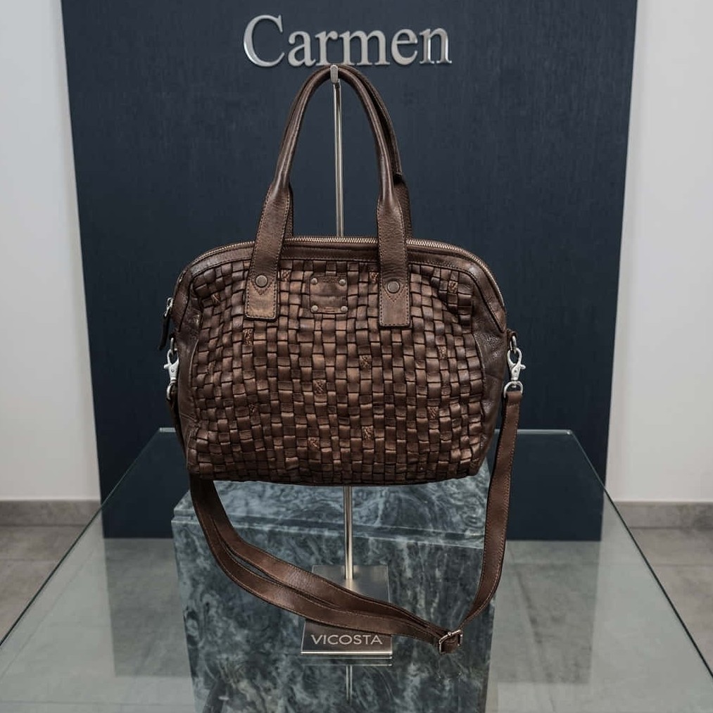 Bolso de mano Bowling Marrón chocolate con cremallera