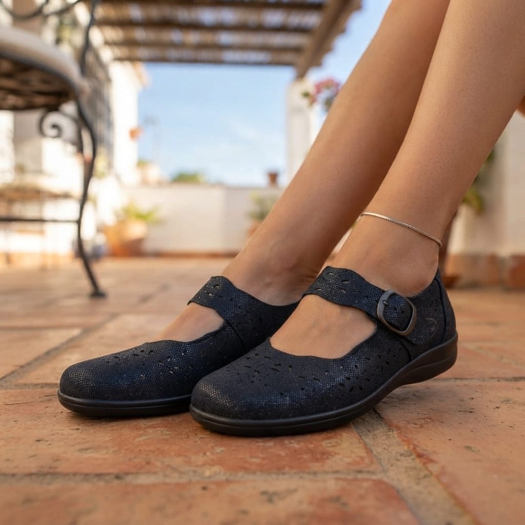 Merceditas negras frescas de verano outfit
