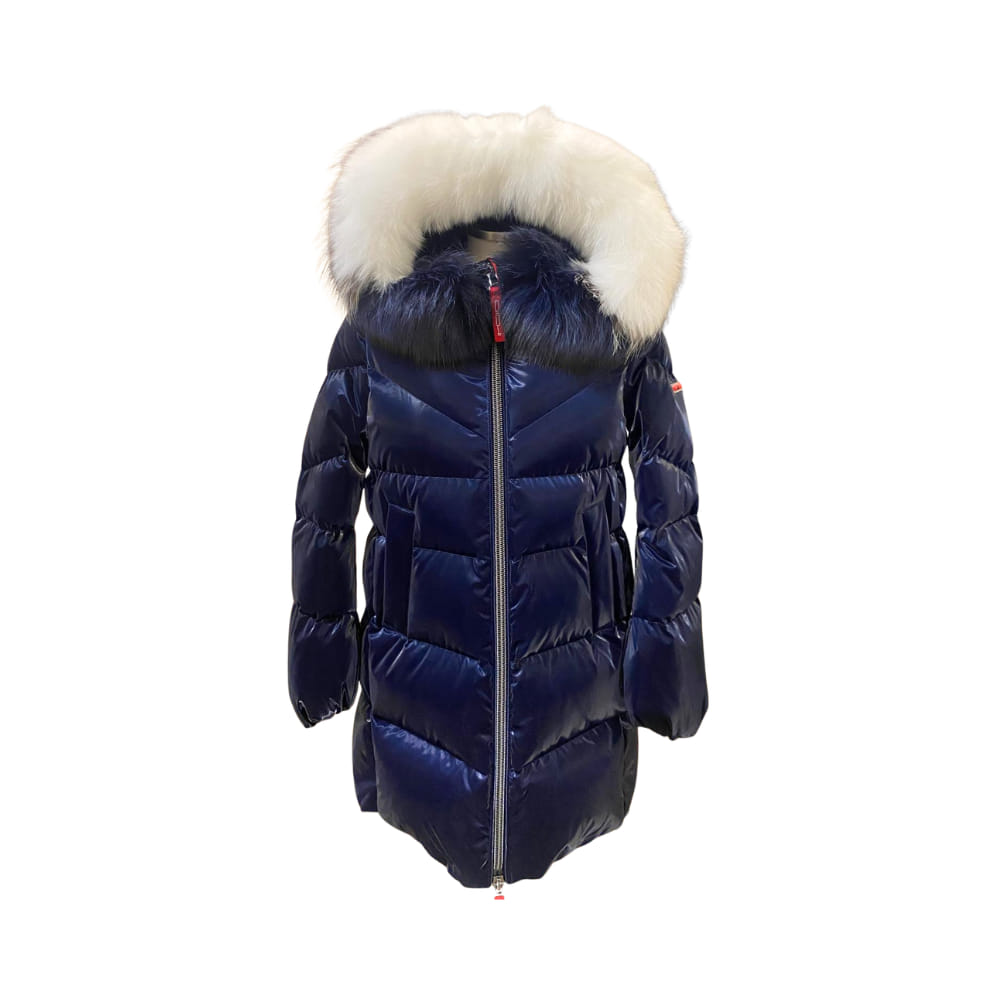 Abrigo modelo Alaska, tejido en brillo azul marino