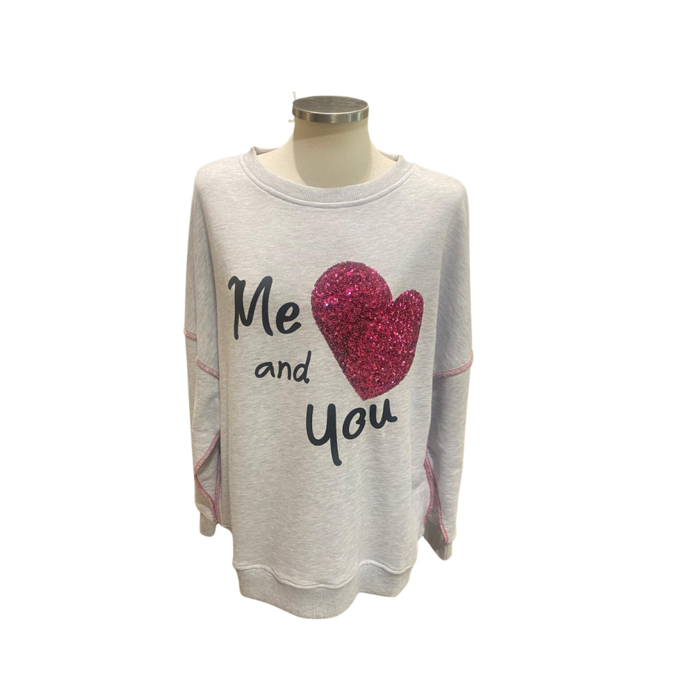 Sudadera gris claro Me and You frente