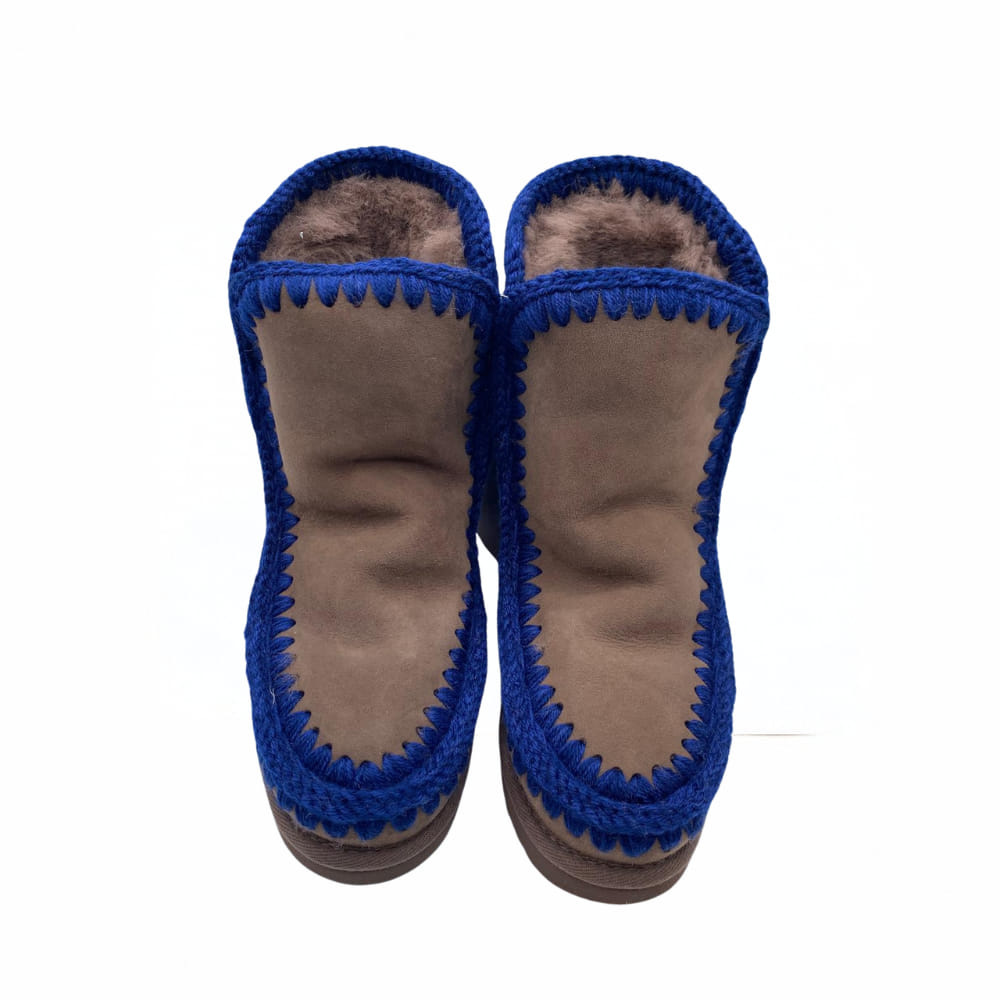 Bota Mou Cuña interior Marrón con ribete Azul frente de mujer