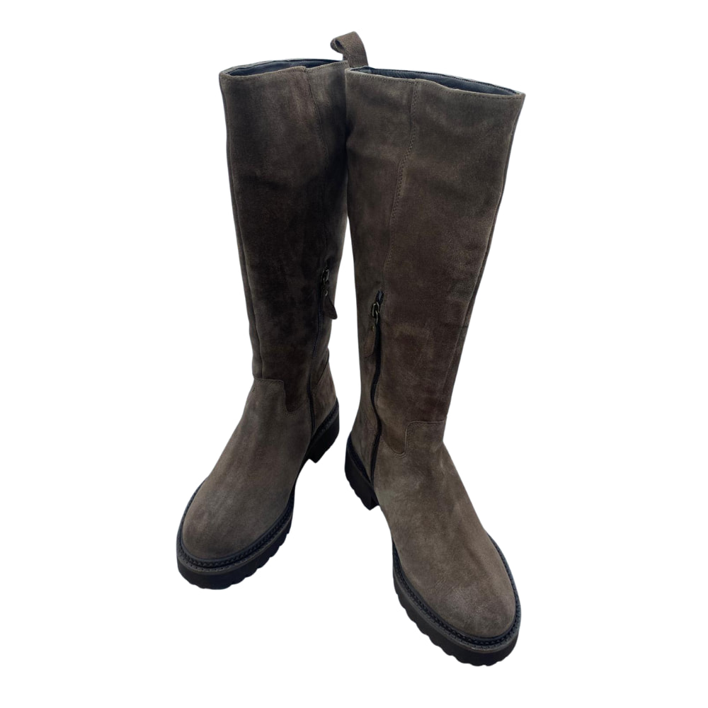 Bota de ante Plana Marrón - Janet&Janet perfil para mujer
