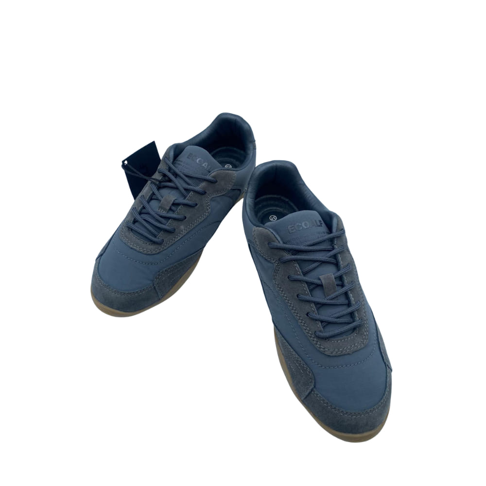 Deportivas Combi Azul-Gris ECOALF perfil con cordenes azules