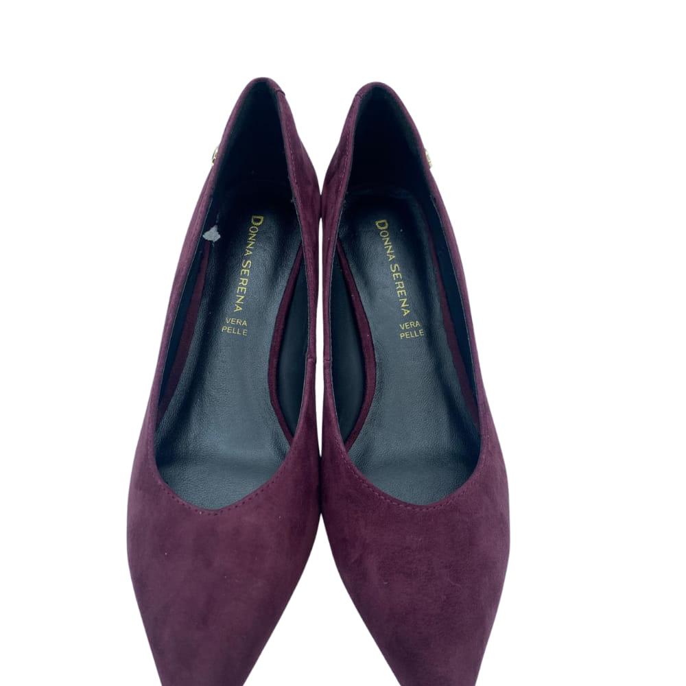 Zapato Salón Ante Granate - Donna Serena frente de tacón medio