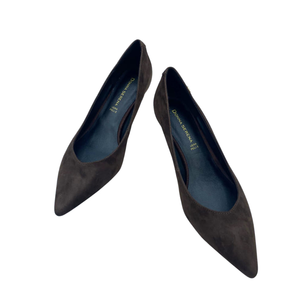 Zapato Salón Ante Marrón - Donna Serena perfil de tacón medio