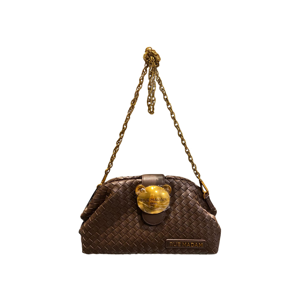Bolso Pouch Marrón Trenzado Rue Madam con cadena