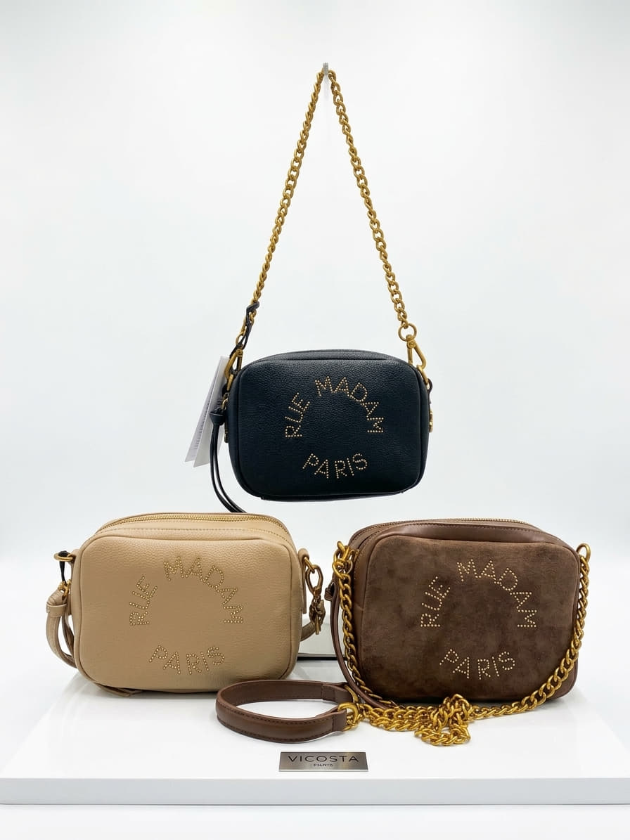 Bolso de hombro Le Camera Rue Madam compacto doble cremallera. Disponible en tres modelos