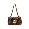 Bolso de hombro Patchwork doble textura Teddy con solapa