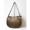 Bolso de solapa con tachas Talla M Marrón con cremallera