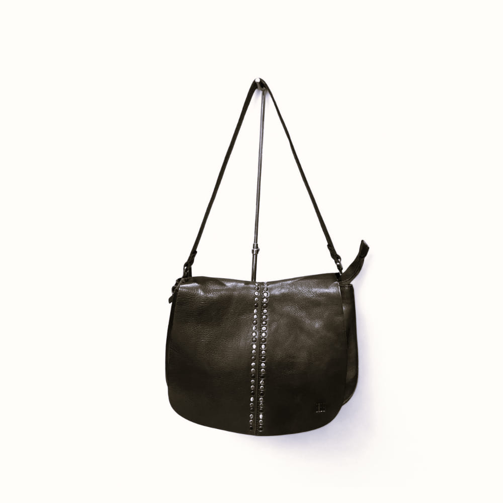Bolso de solapa con tachas Talla M Negro mediano