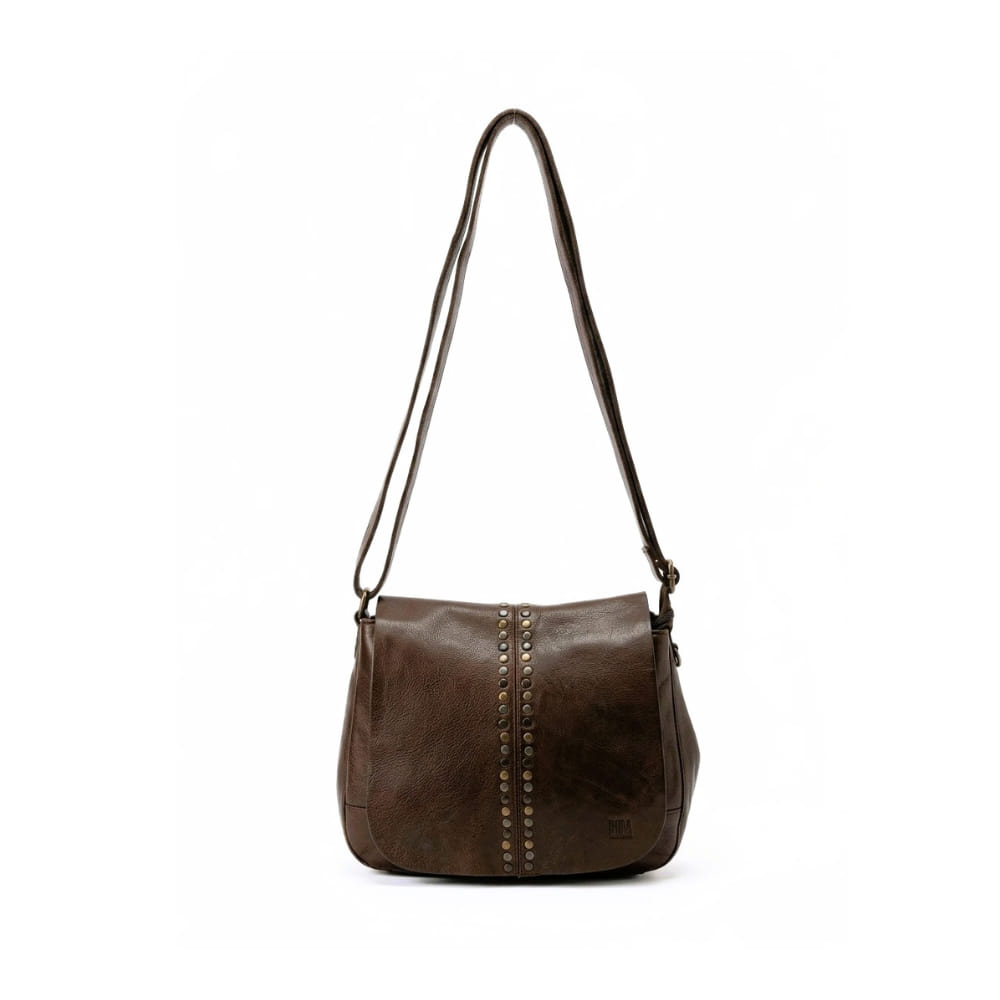 Bolso de solapa con tachas Talla S Marrón pequeño con tachas