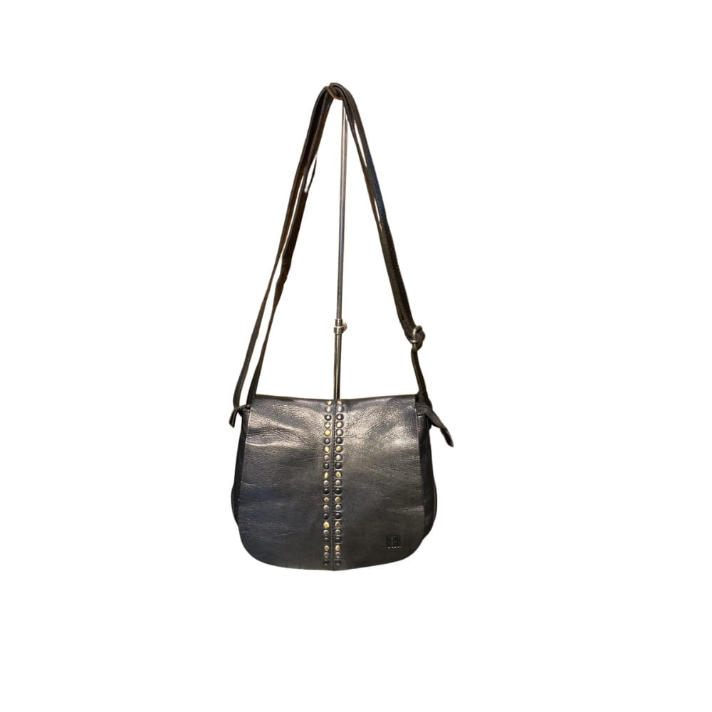 Bolso de solapa con tachas Talla S Negro para colgar