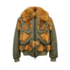Bomber Combi Verde con Cuello y Pelo envolvente Canadian para mujer