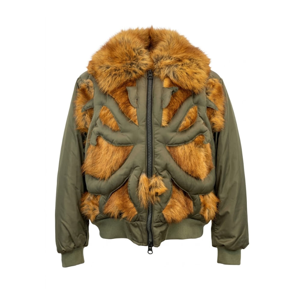 Bomber Combi Verde con Cuello y Pelo envolvente Canadian para mujer