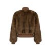 Bomber con Pelo Marrón de Cuello Alto trasera con puños y cintura acanalada de Canadian.