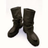 Bota Polaina Sport en Piel Marrón Choco perfil con cremallera