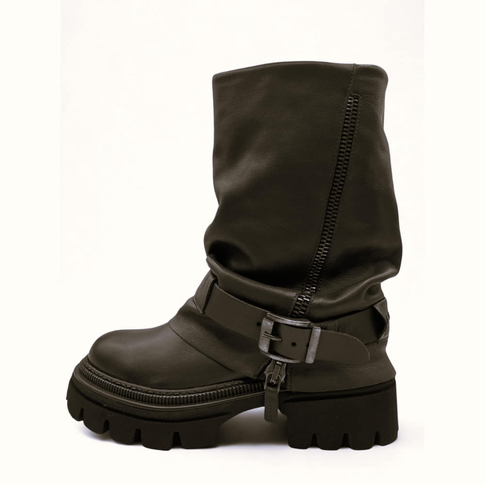 Bota Polaina Sport en Piel Marrón Choco de Mmmú con plataforma