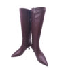 Bota alta de piel Burdeos con tacón Kitten medio Donna perfil con cremallera