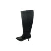 Bota alta de piel Negro con tacón Kitten medio Donna con cierre de cremallera