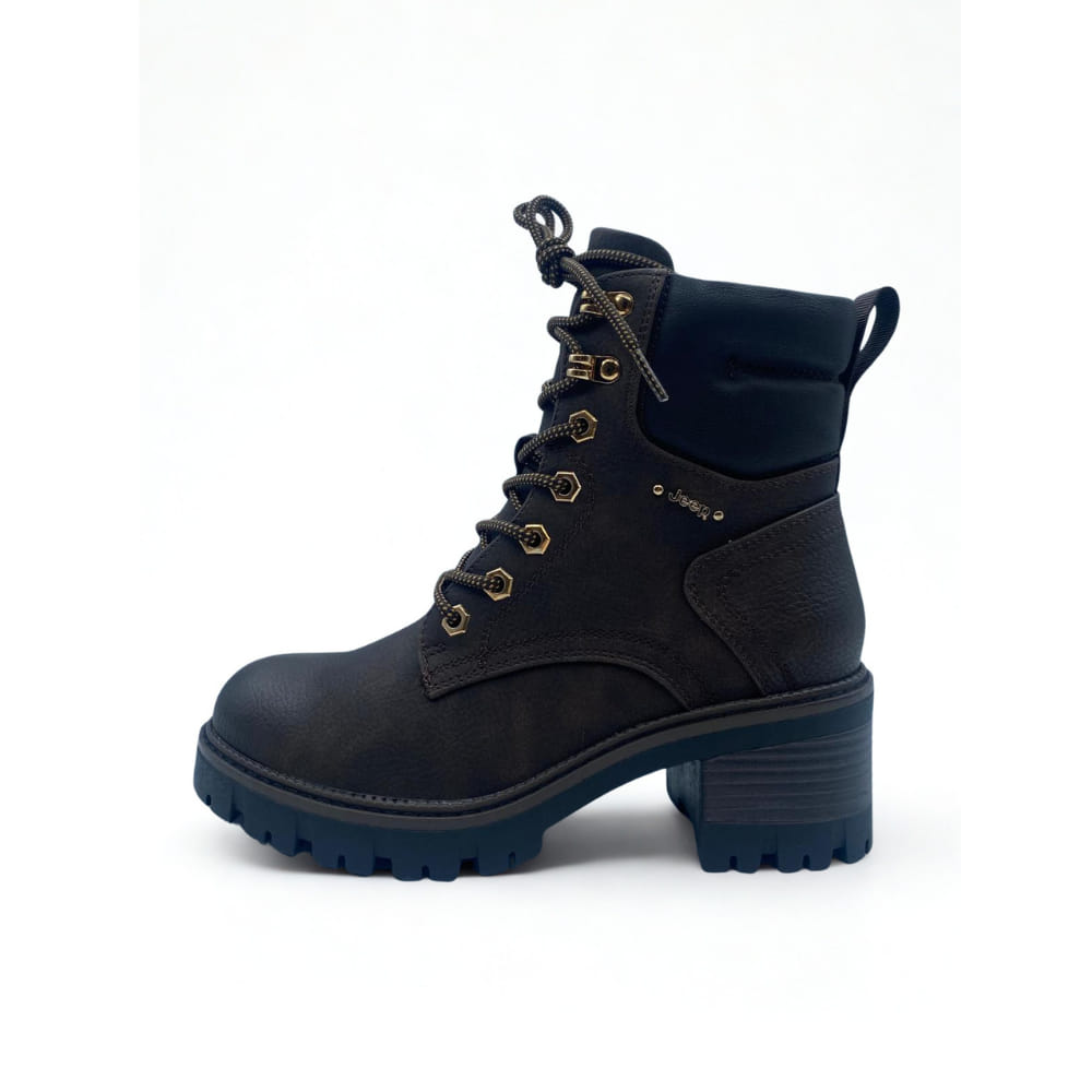 Botas chica Piel Marrón con Cordones JEEP de mujer con suela track