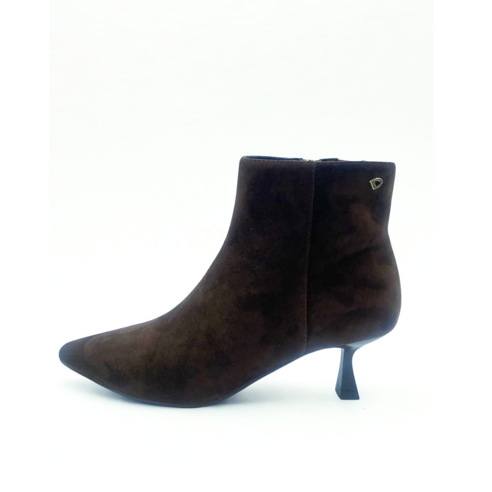Botines en ante Tacón medio fino Marrón Donna con cremallera