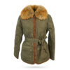 Chaqueta acolchada con cinturón extraíble Canadian verde con cuello de pelo para mujer