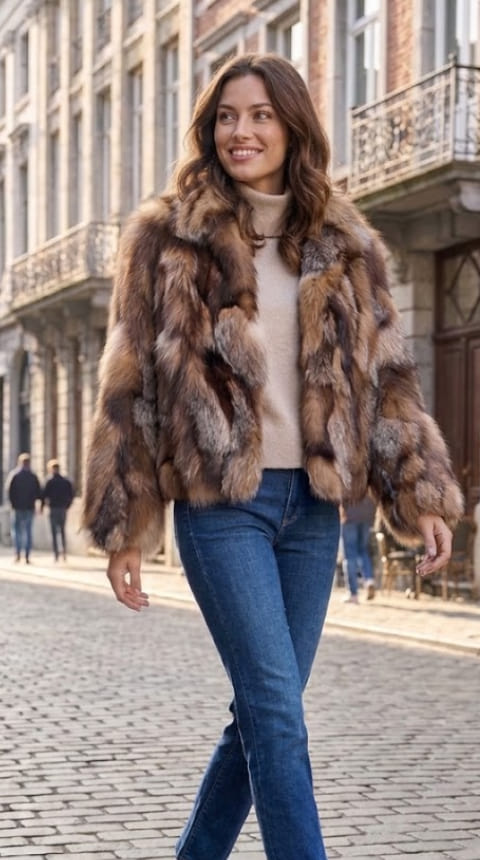 Outfit con abrigo de pelo Retail Fox