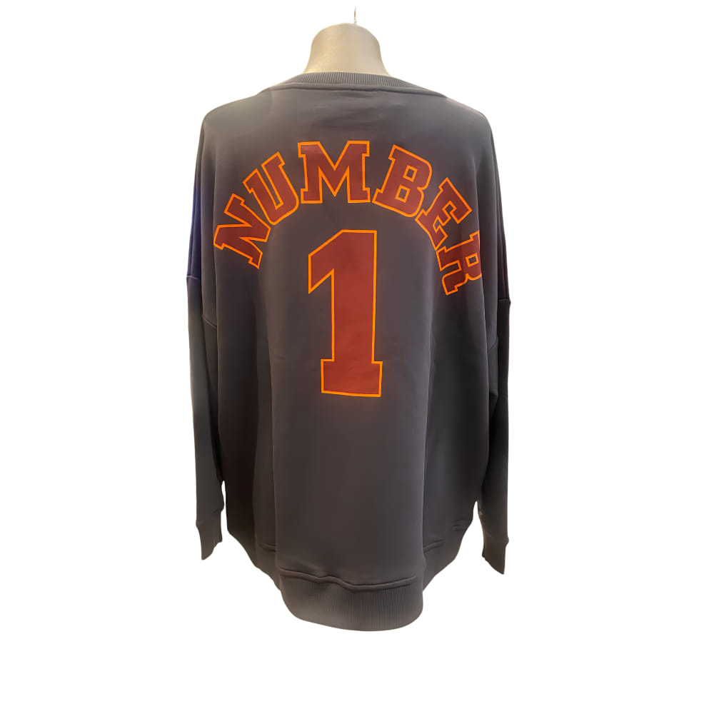 Sudadera Number one gris oscuro trasera de suave algodón