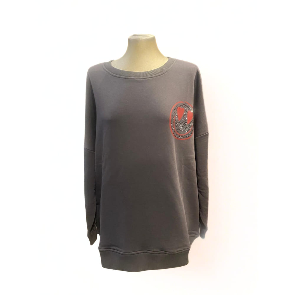 Sudadera Number one gris oscuro con cuello redondo